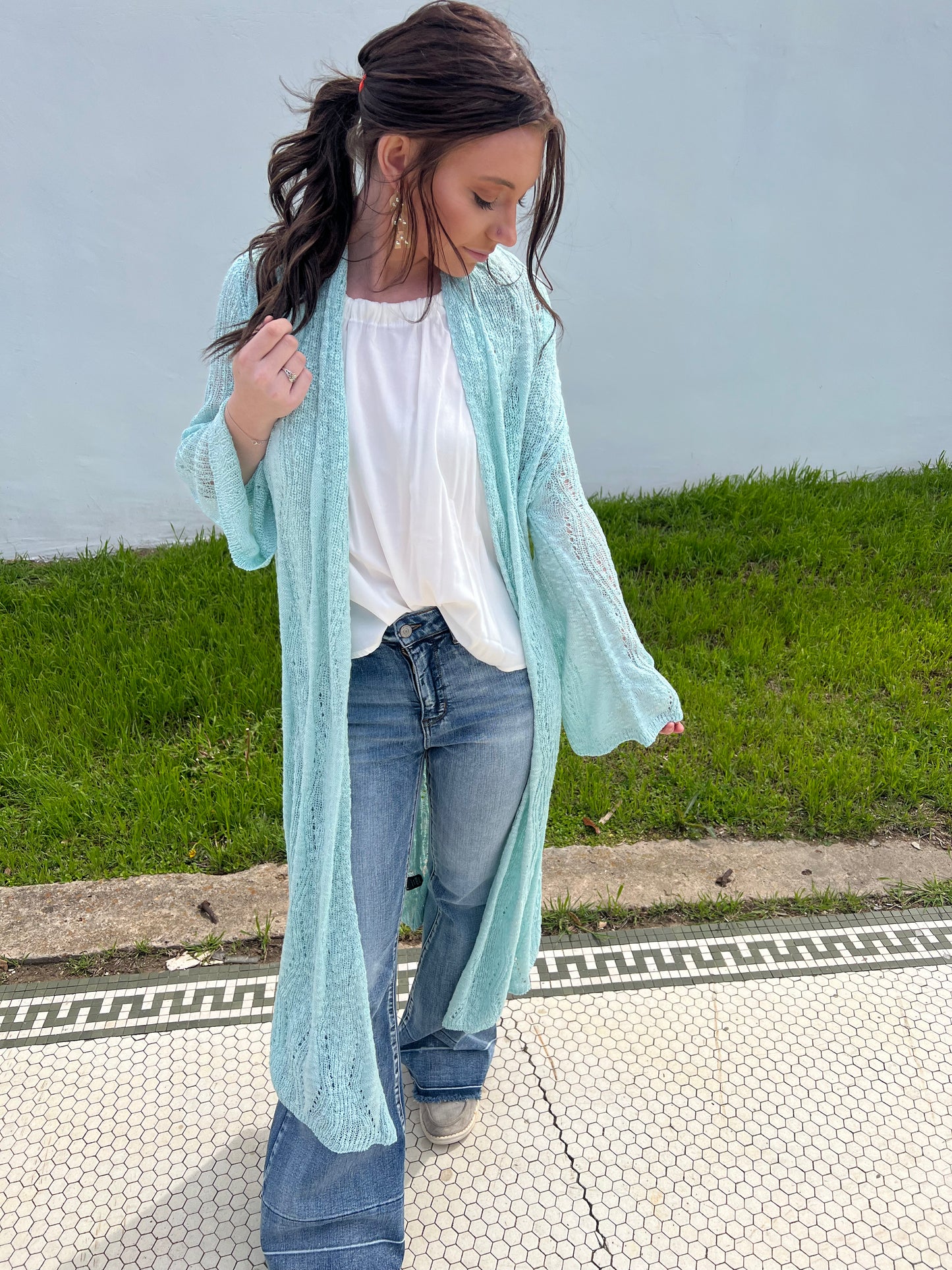 Blue Knit Duster