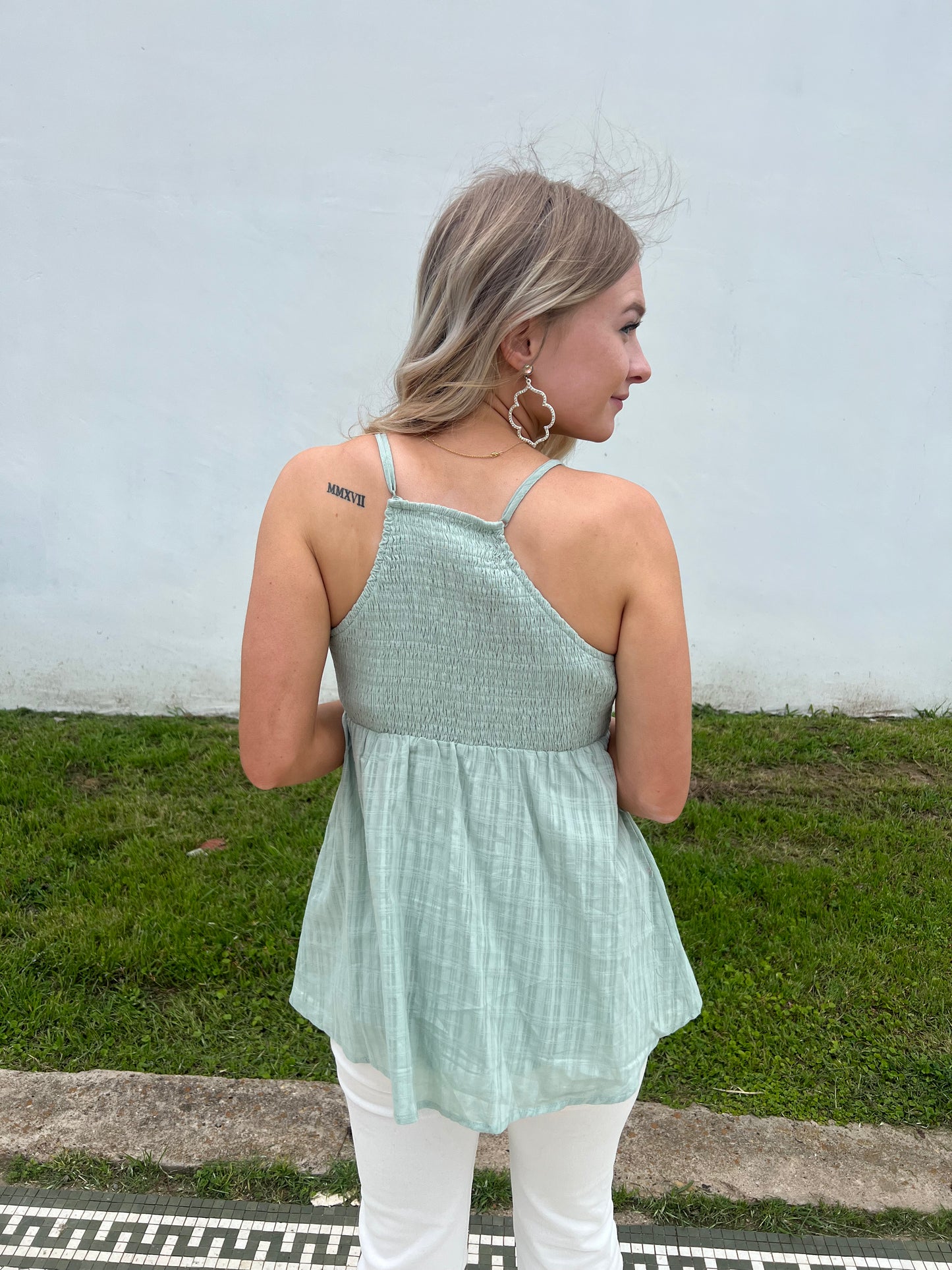 Leighann Smocked Halter Neck Cami