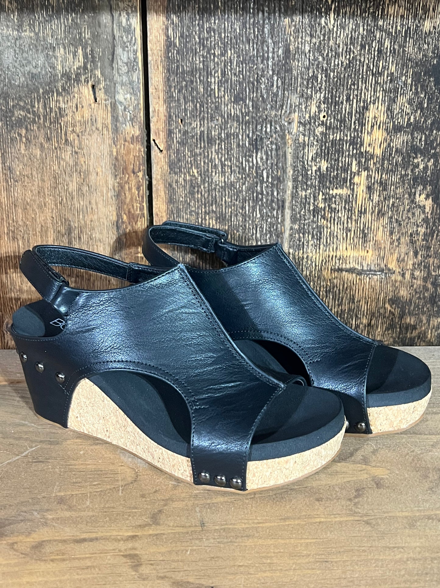 Corkys Black Carley Wedges