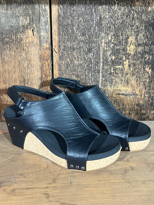 Corkys Black Carley Wedges