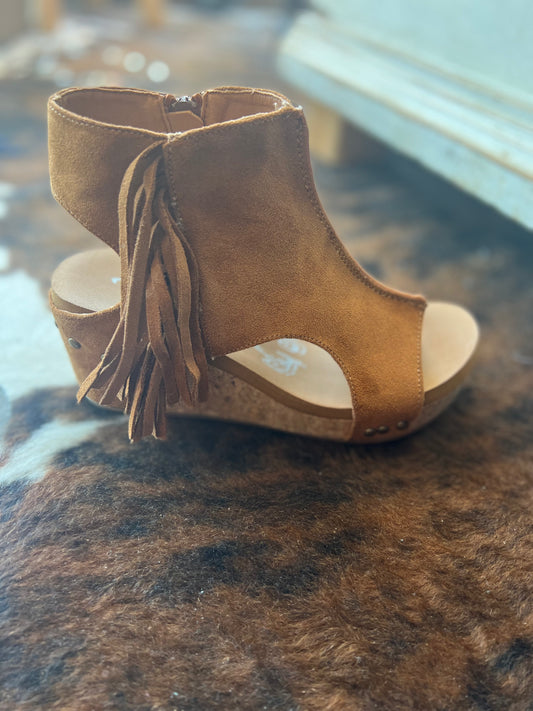 Camel Fringe Wedges