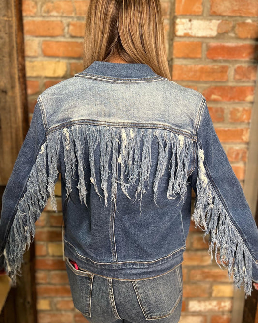 Judy Blue Denim Fringe Jacket