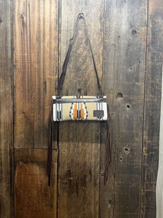 American Darling Small Tan Saddle Blanket Purse with Leather Flap