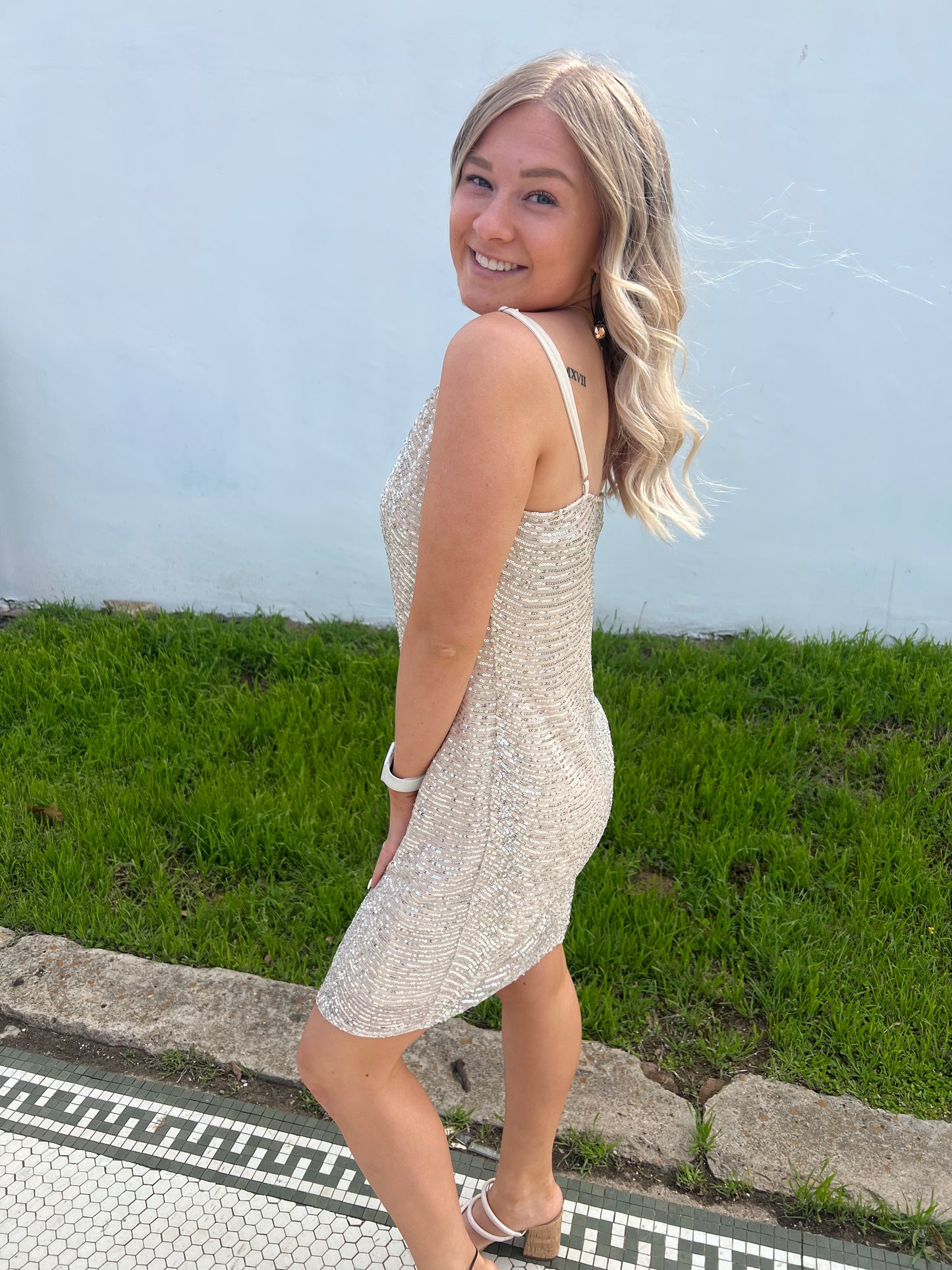 Champagne Nights Sequin Dress