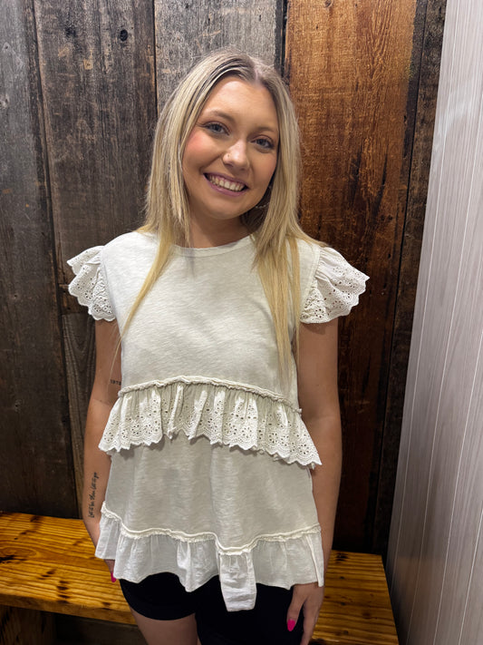 Ruffled Cap Sleeve Top