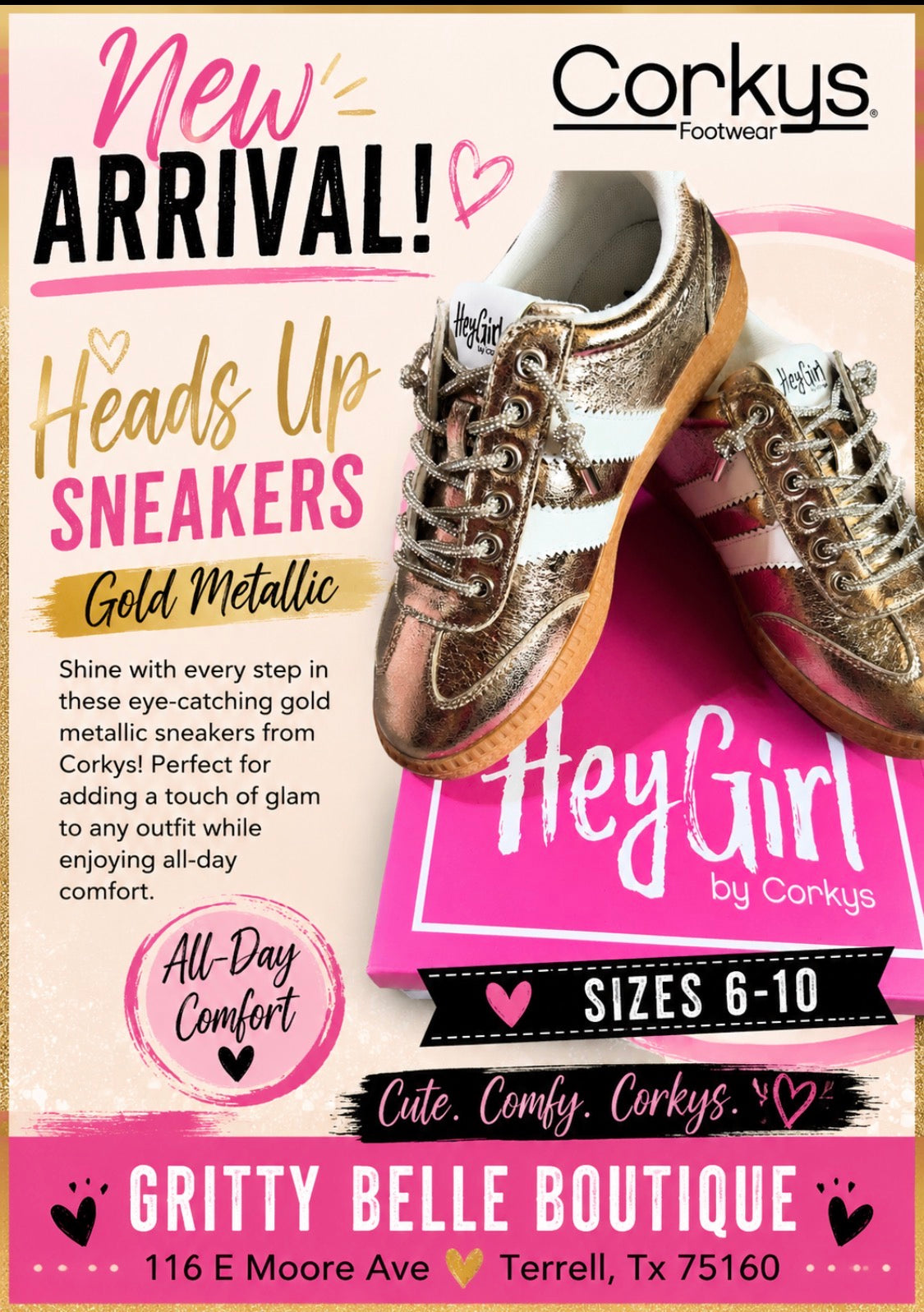 CORKYS HEADS UP GOLD METALLIC SNEAKERS