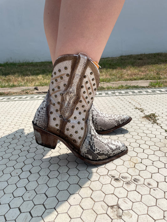 CORRAL PYTHON EXOTIC ANKLE BOOTS