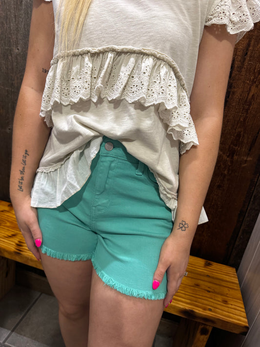 Judy Blue Aqua Marine Shorts