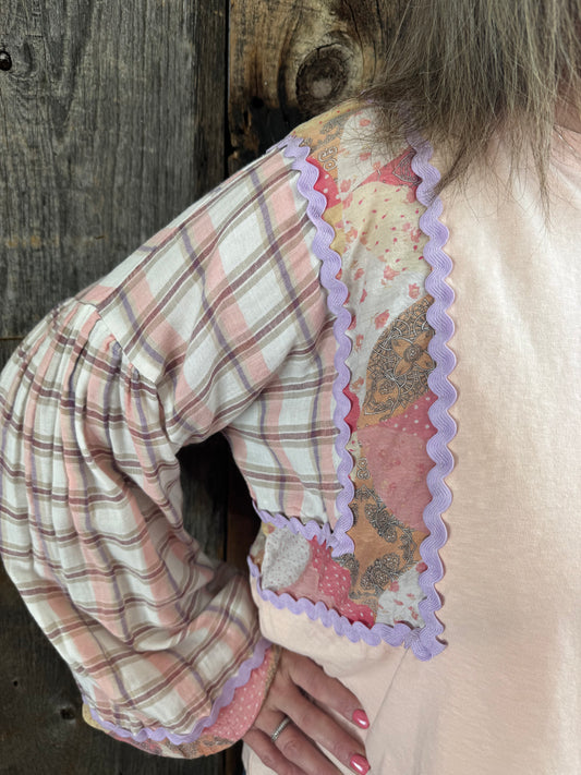 Peach Mix Print Long Sleeve Top