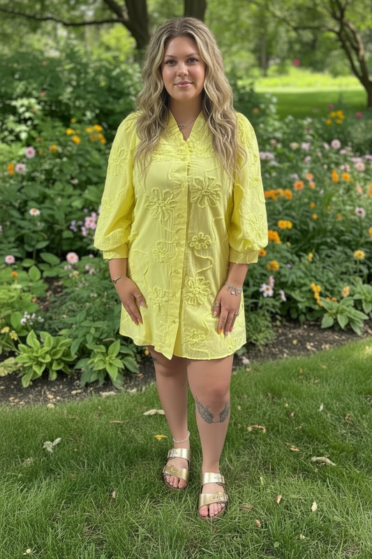 CANARY BUTTON UP DRESS
