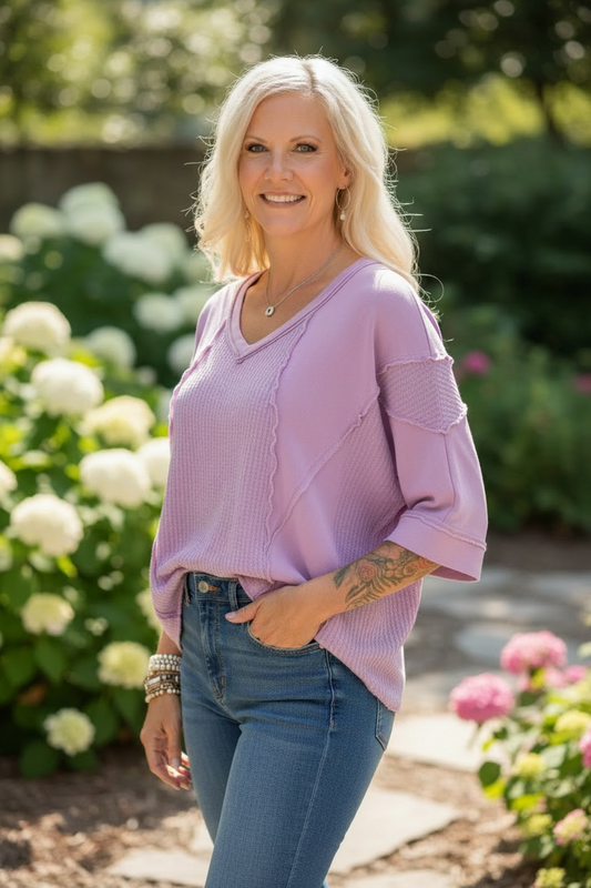 Lilac Brin Waffle Knit Top