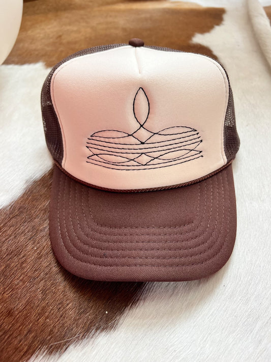 Western Embroidered Brown Trucker Hat