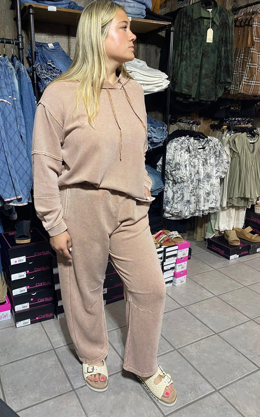 Mocha Cozy Knit Textured Sweatshirt