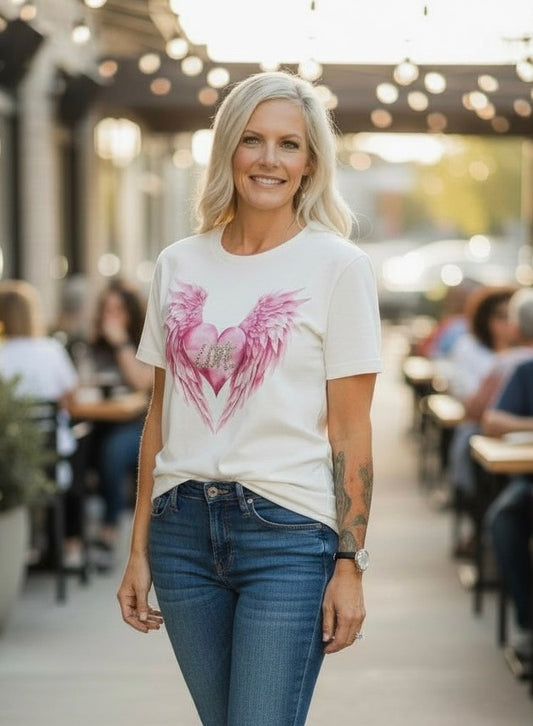 Heart With Bling and Wings Tee