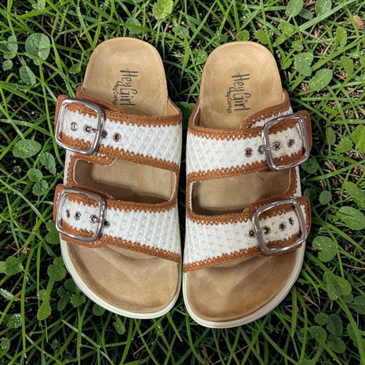 CORKYS RUMOR HAS IT IVORY TAN SANDALS