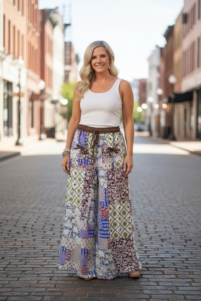EASEL ADLEY PATCHWORK PANTS