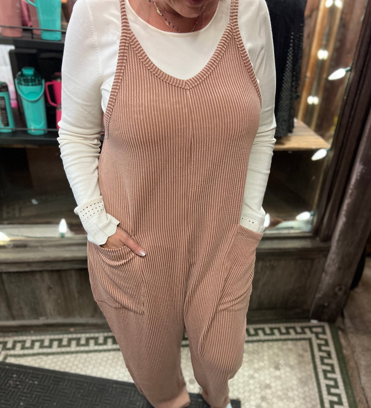 Oaklynn Taupe Jumpsuit With Pockets