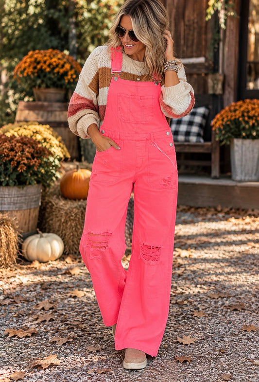 Risen Coral Wide Leg Overalls