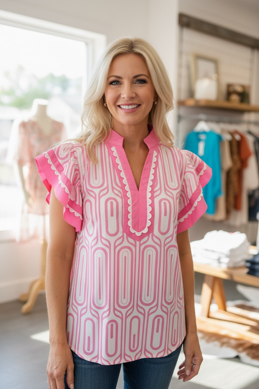 RICKIE RICK RACK PINK TOP