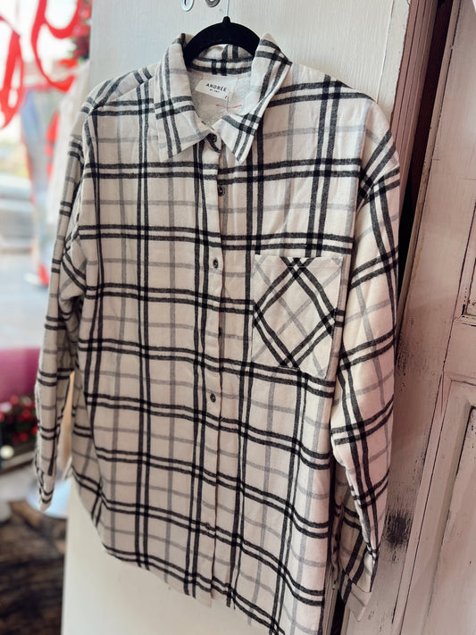 Ivory Black Plaid Shacket