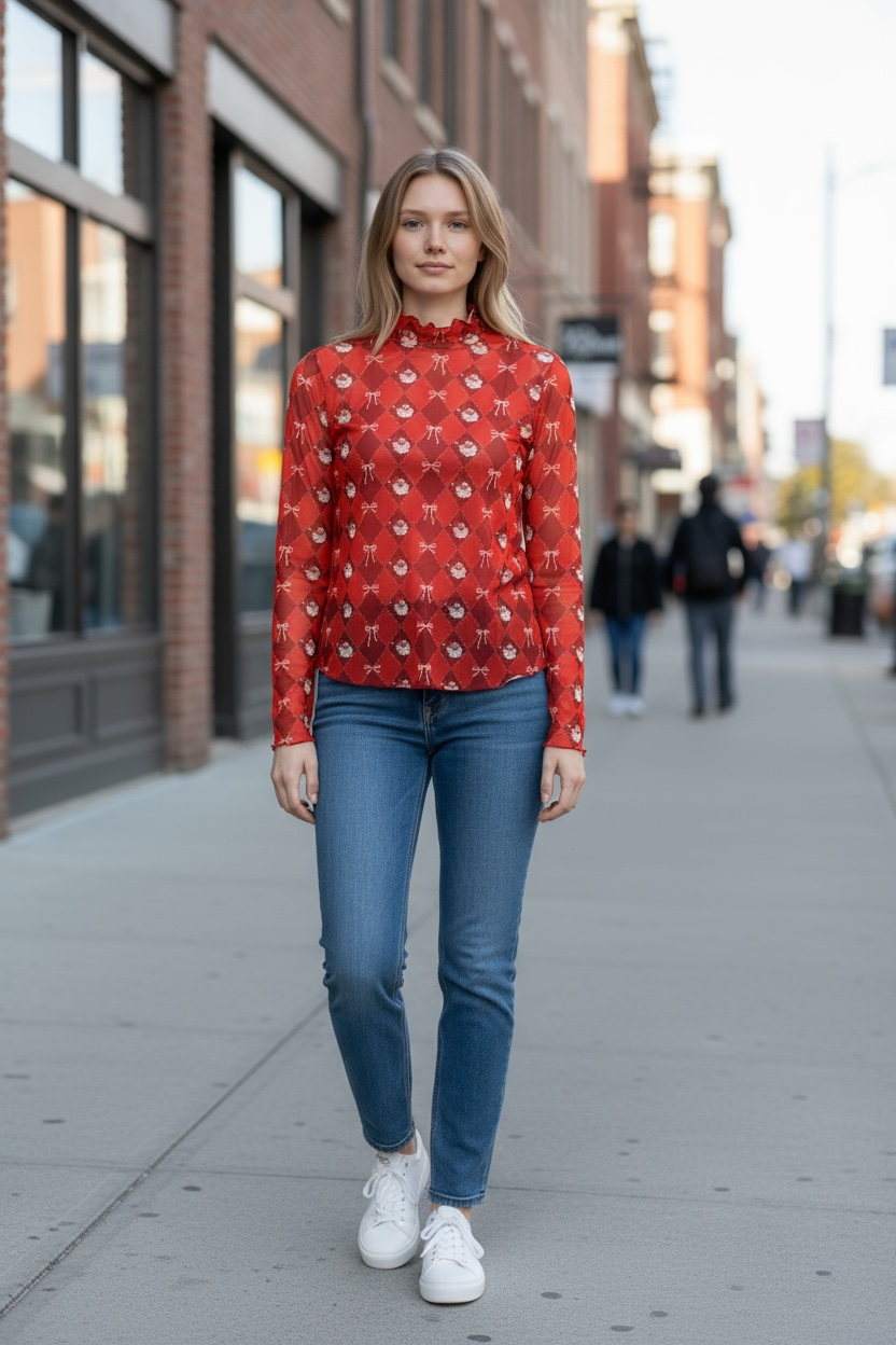 SANTAS SIGNATURE BOW MESH TOP