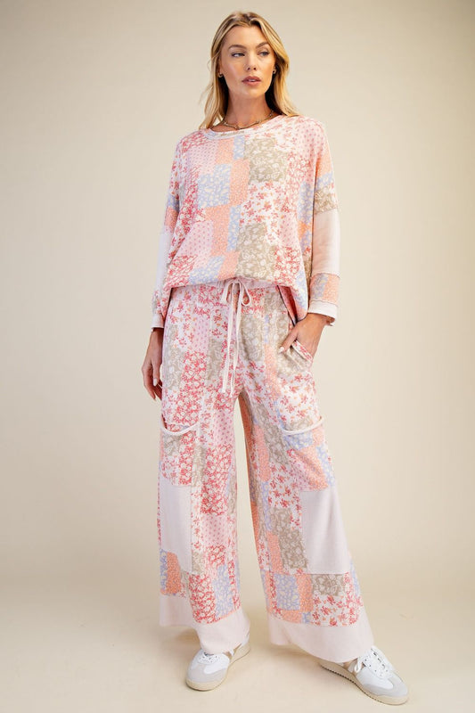 EASEL BLUSH PATCHWORK SET PANTS