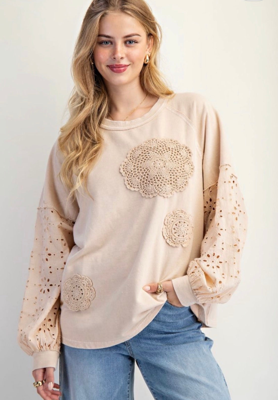 CREAM CROCHET TOP