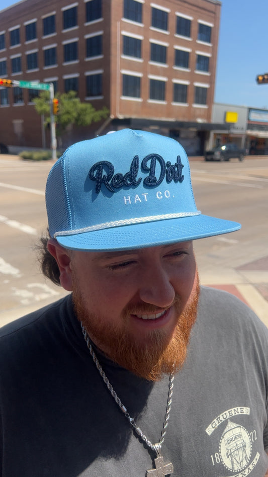 Red Dirt Cowboy Bill Light Blue White Rope Hat