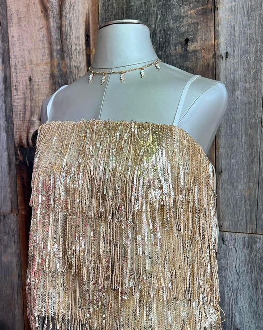 Gold Dime Store Cowgirl Sequin Tank