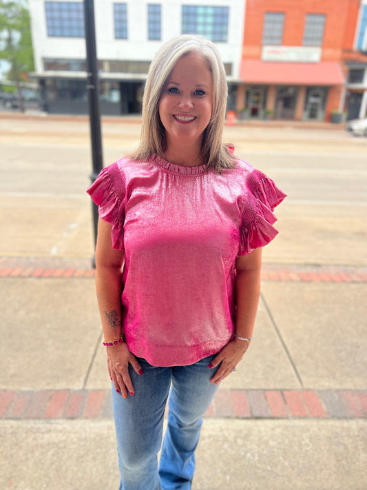 Mindy Metallic Pink Top