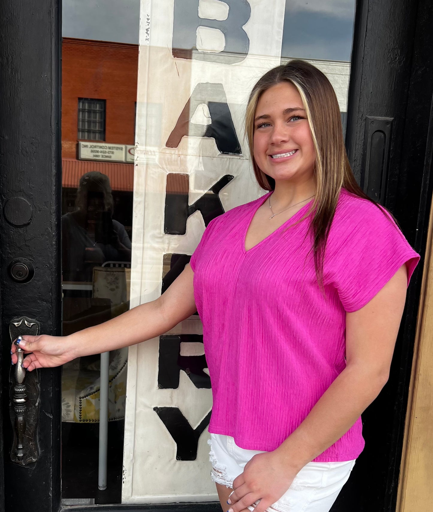 Farley Fuchsia Textured Top