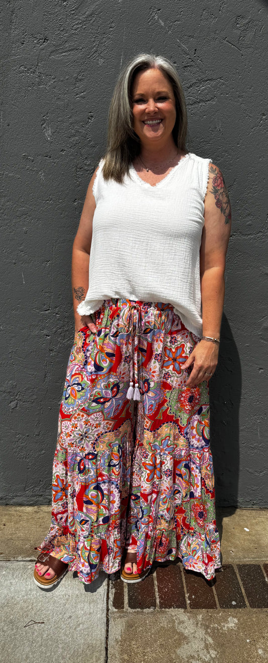 Boho Floral Ruffle Palooza Pants