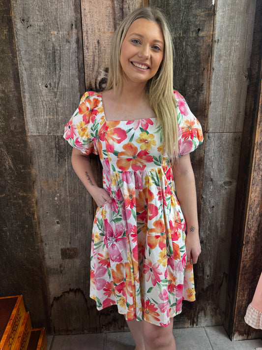 Hibiscus Poplin Dress