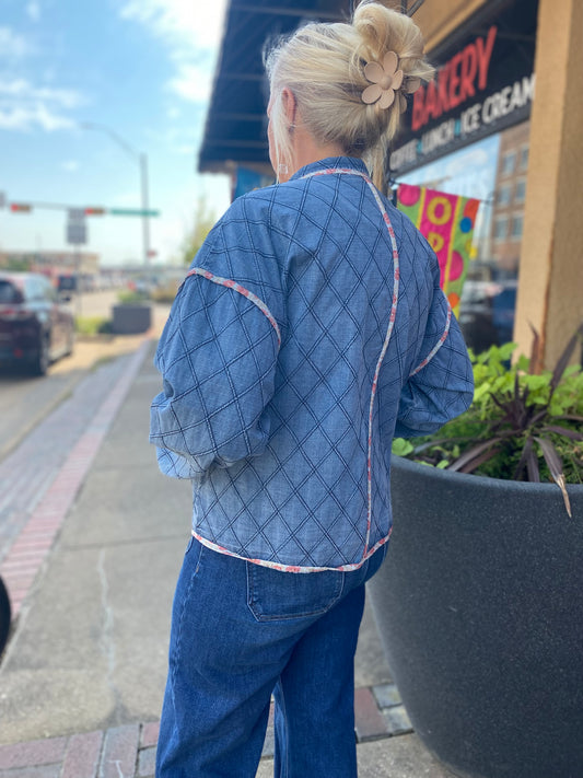 Quilted Washed Denimi Jacket