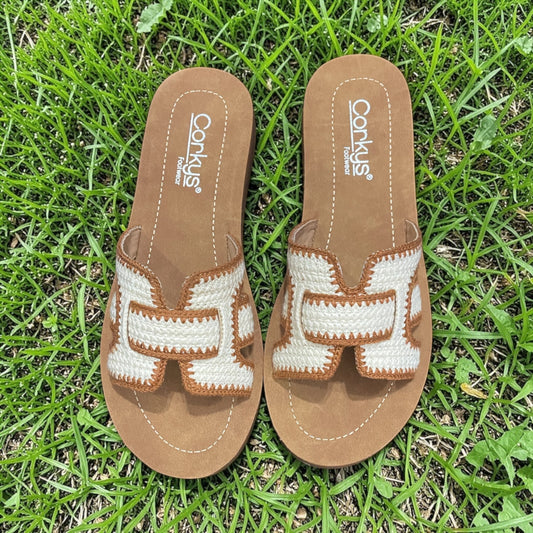 CORKYS ON THE EDGE TAN COMBO SANDALS