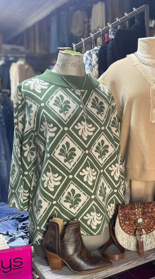 ABBIE OLIVE MOCK NECK SWEATER