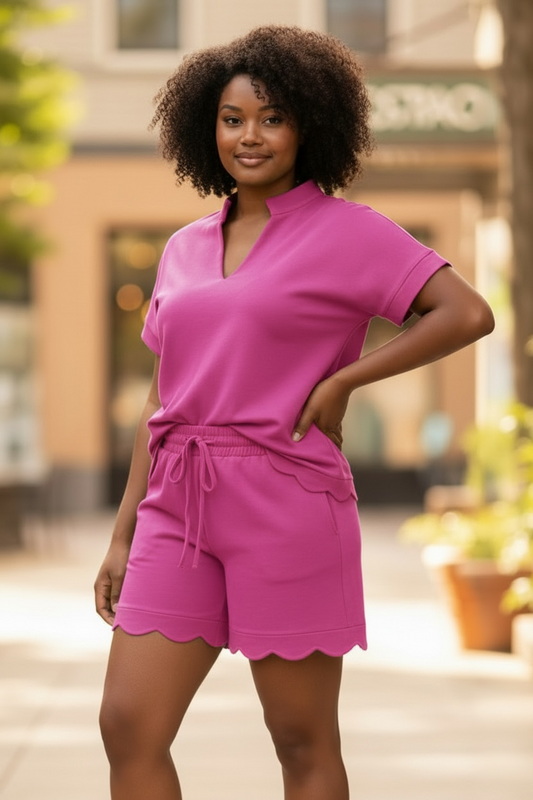 KENDAL HOT PINK SCALLOPED EDGE SET