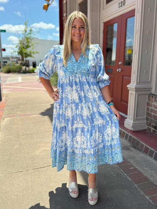 BELLA BLUE MIDI DRESS