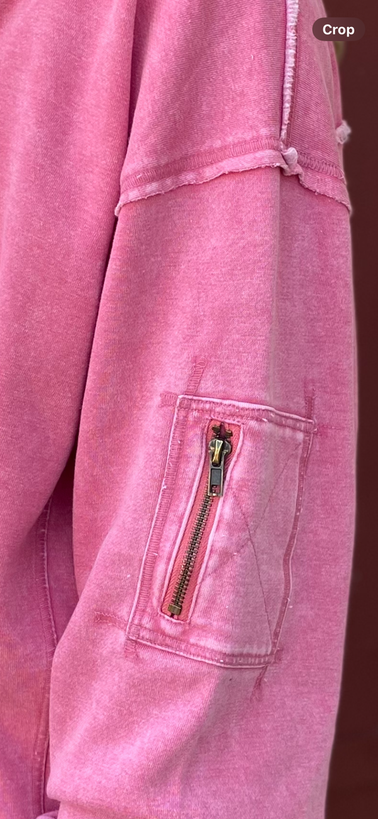 EASEL MALIBU PINK ZIP UP HOODIE