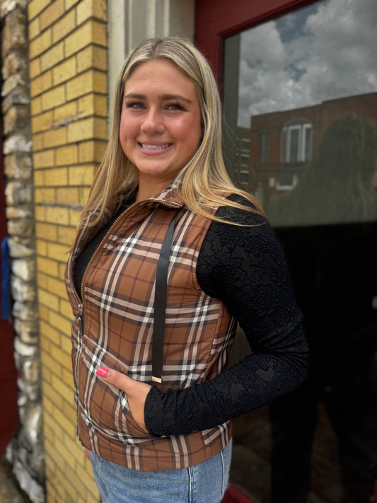 CHESTNUT PLAID VEST