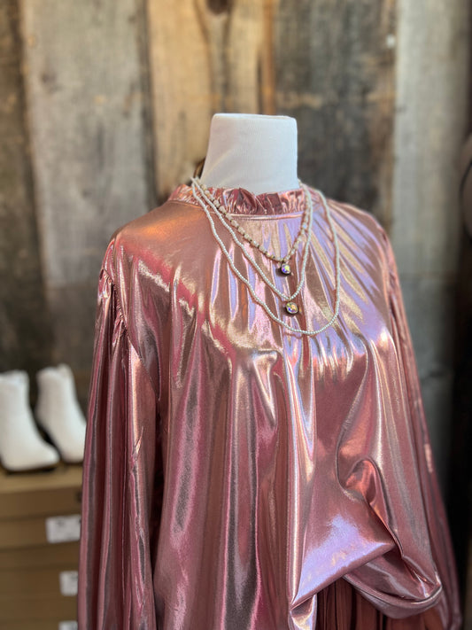 Goldie Metallic Long Sleeve Top