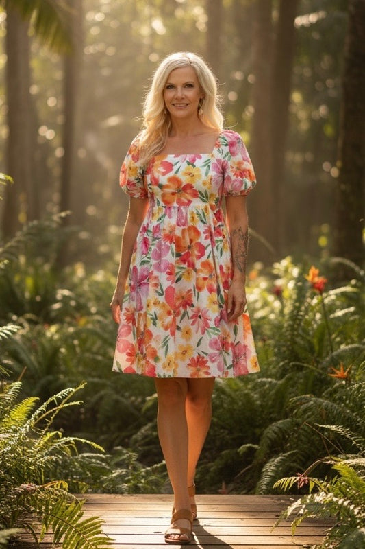 Hibiscus Poplin Dress