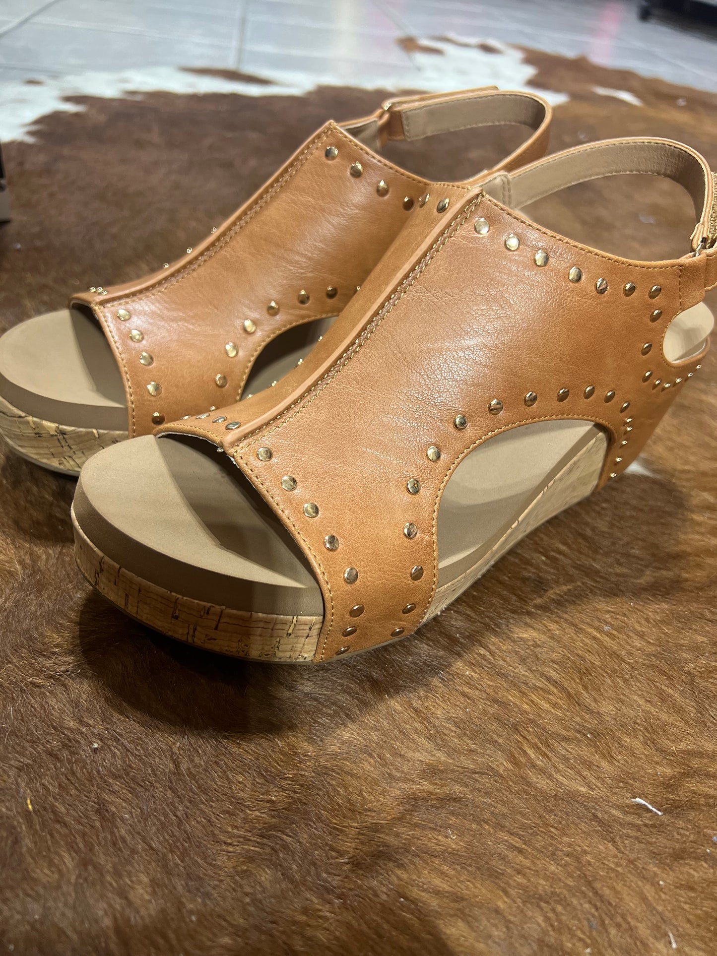 Corkys Cognac Studs Carley Wedge