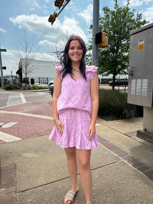 Lavender Eyelet Skort Set