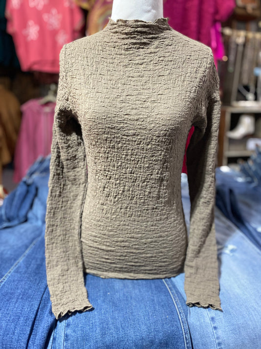 TAUPE LONG SLEEVE TOP