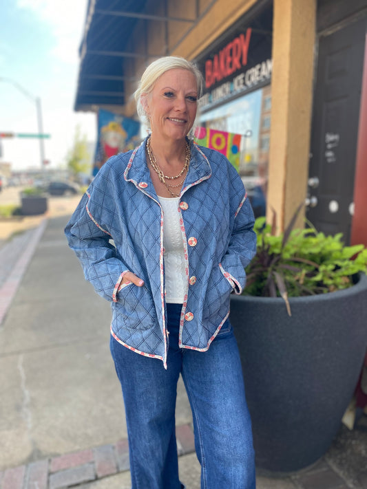 Quilted Washed Denimi Jacket