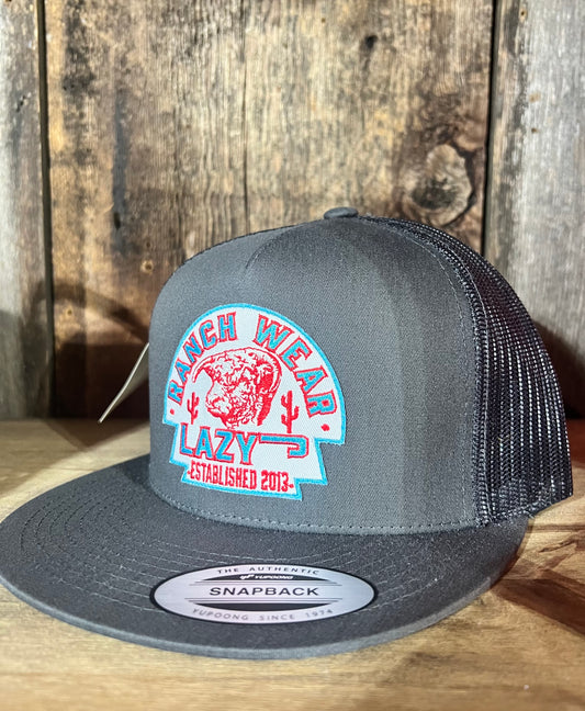Lazy J Charcoal Red and Teal Arrowhead Hat