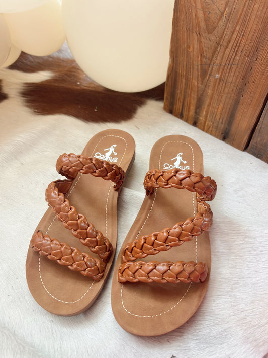 Corkys Twist N Shout Cognac Sandal