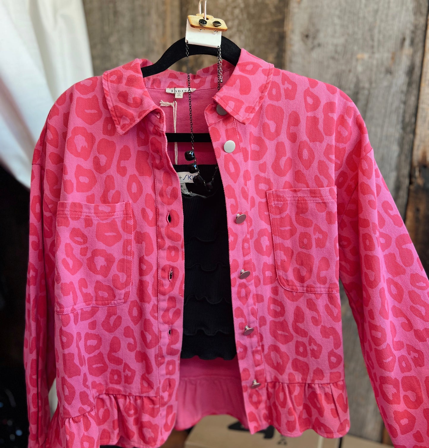 Running Wild Hot Pink Leopard Denim Jacket