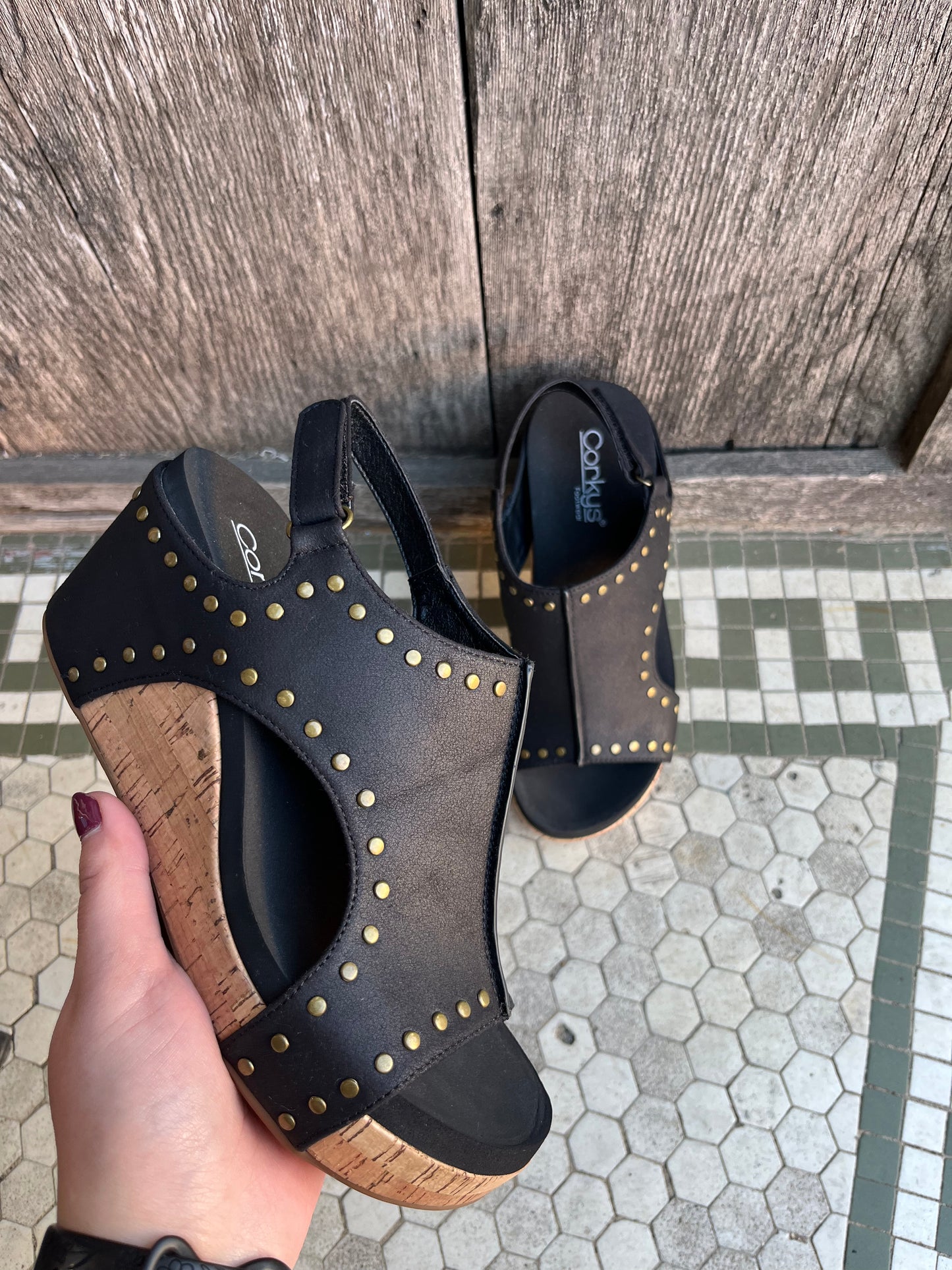 Corkys Black Stud Carley Wedge